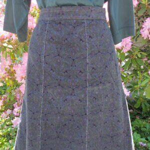 SIZE 10 Croft & Barrow Dark Indigo Paisley Corduroy Skirt